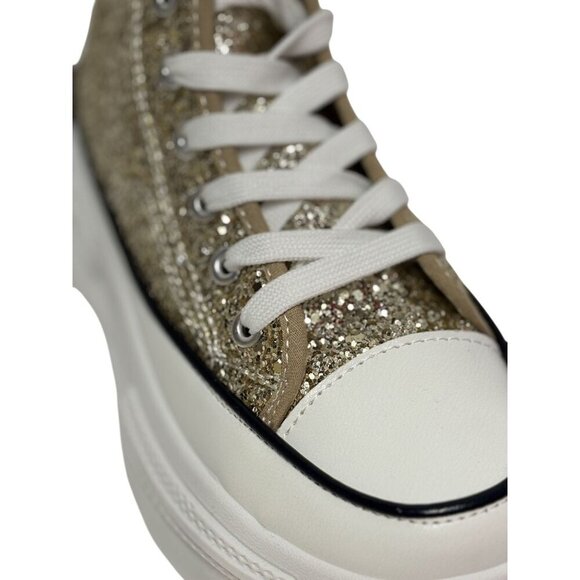 MATA / Rave Nights / Glitter High-Top / Platform / Sneakers / Gold & White - Picture 8 of 11